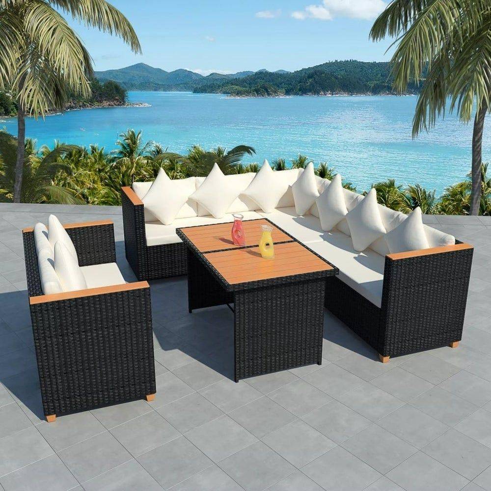 Mcombo Patio Furniture Sectional Pieces Wicker Sofa Set Allweather