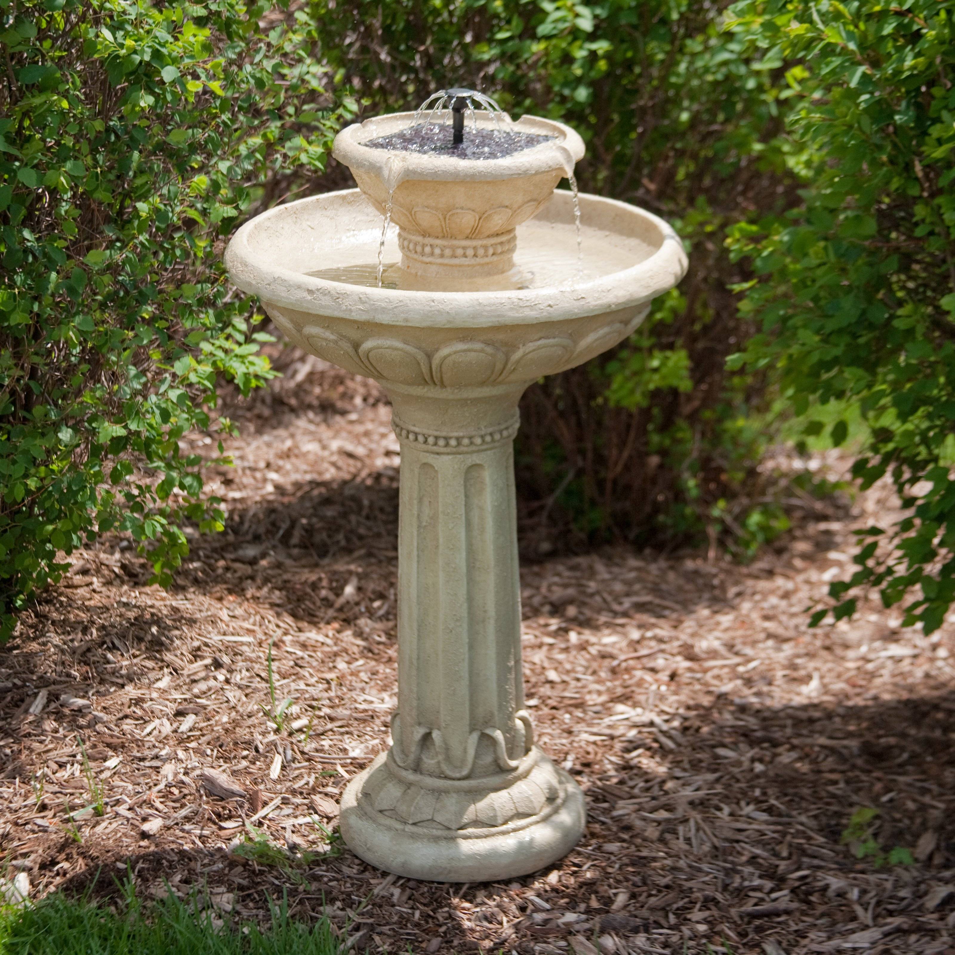 Bird Bath Fountain Outdoor Backyard Patio Stylish Decor Garden Strong