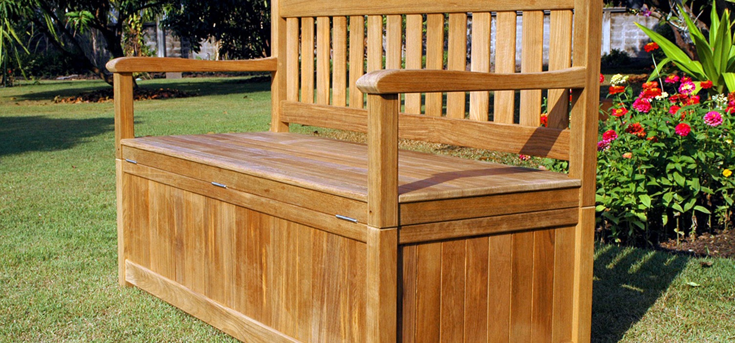 Outsunny Wooden Outdoor Storage Bench Patio Loveseat Seating