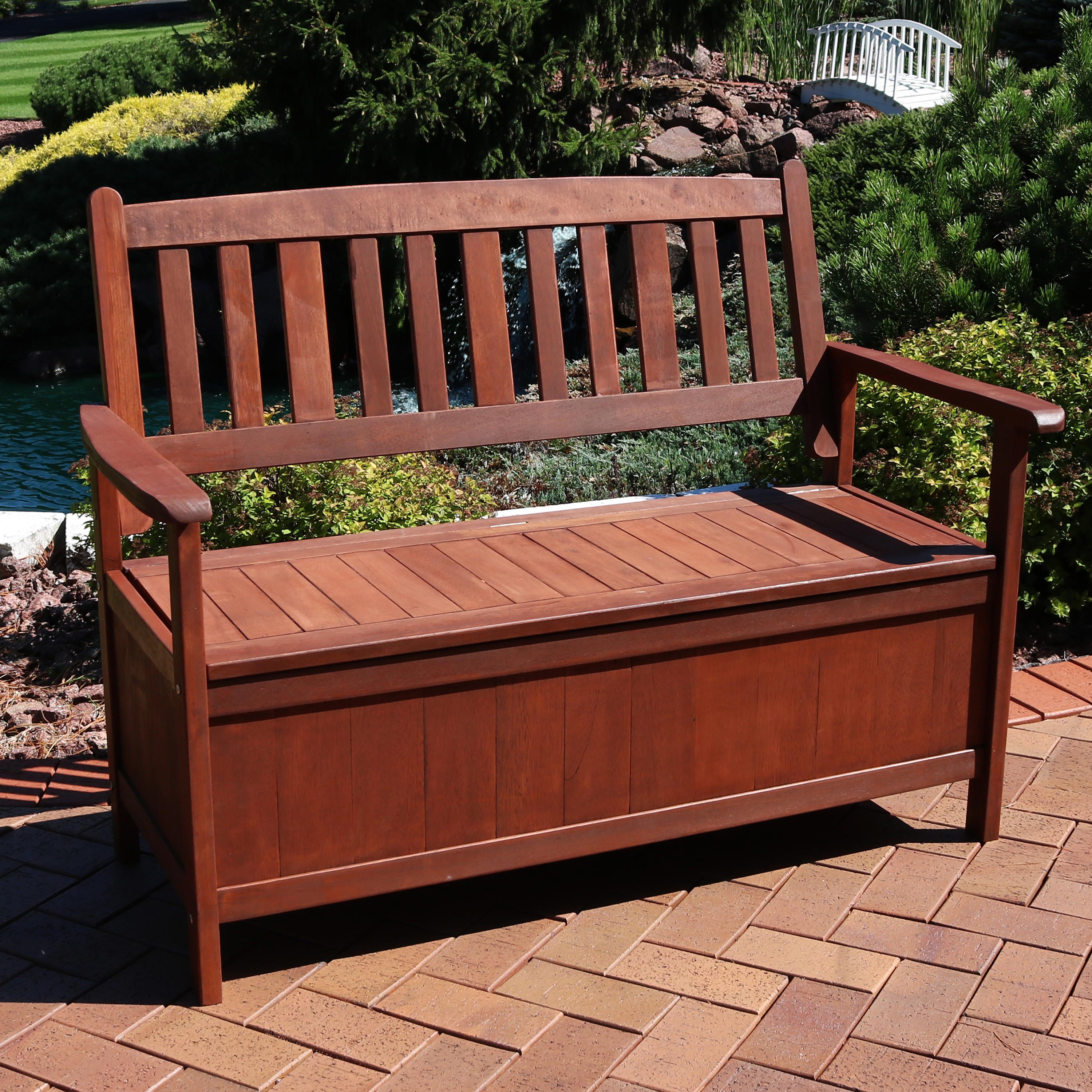 Wooden Outdoor Storage Bench Patio Outsunny Garden Bench