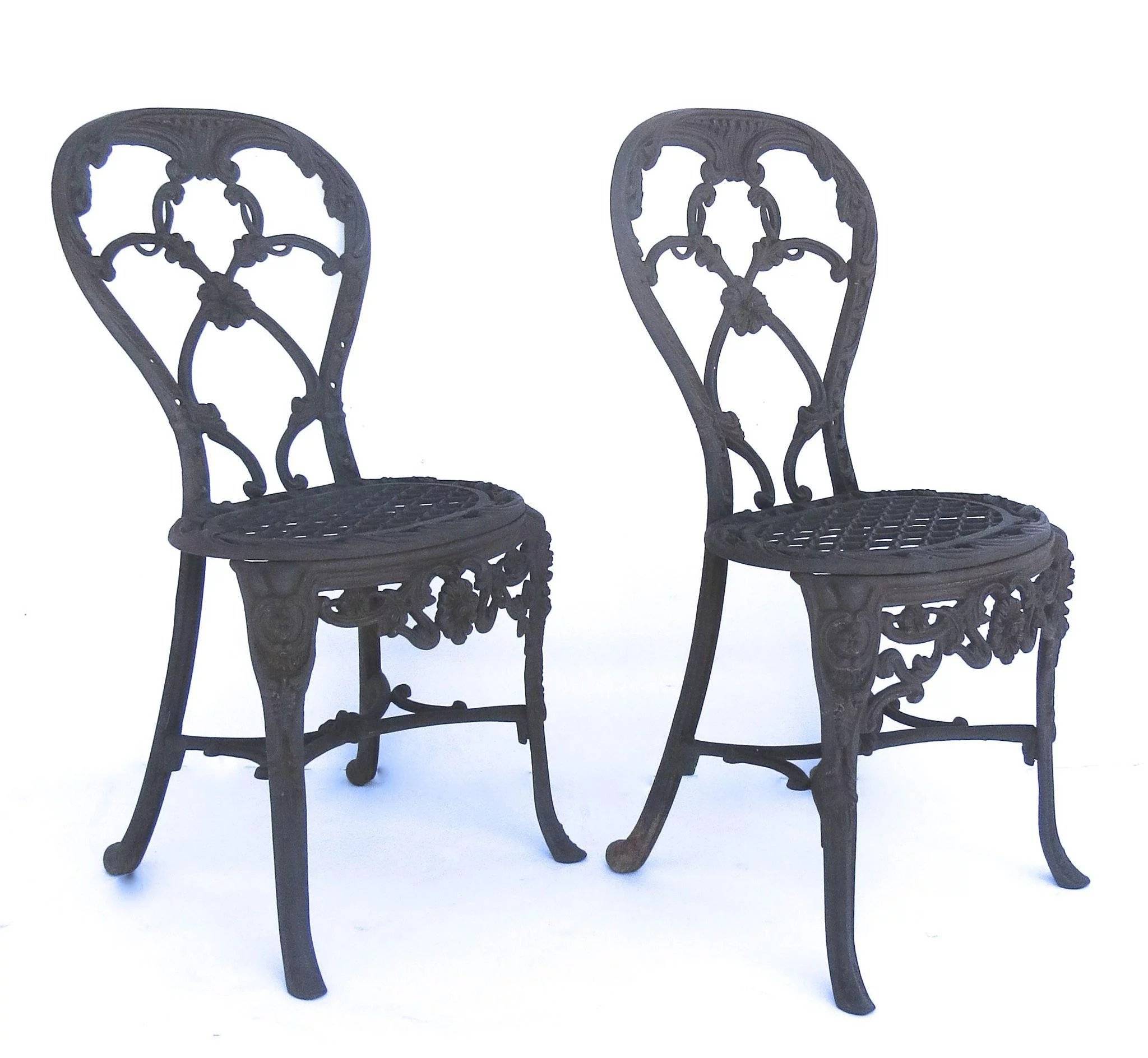 Black Wrought Iron Slat Patio Chair