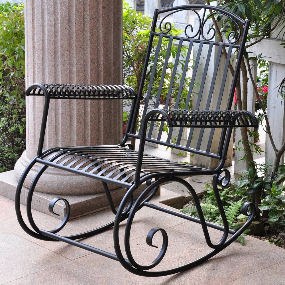 Rare Vintage Antique Wrought Iron Peacock Rocking Chairs Patio Garden