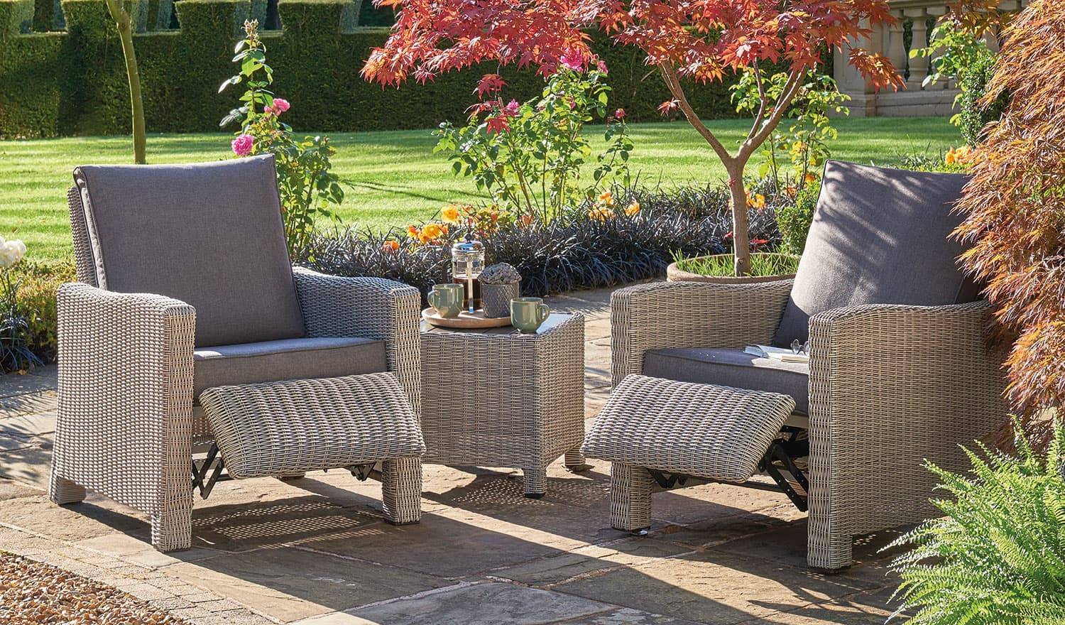 Kettler Palma Casual Dining Round Set White Wash Garden Furniture