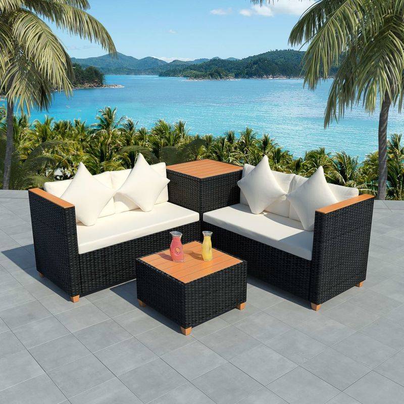 Cushions Poly Rattan Black