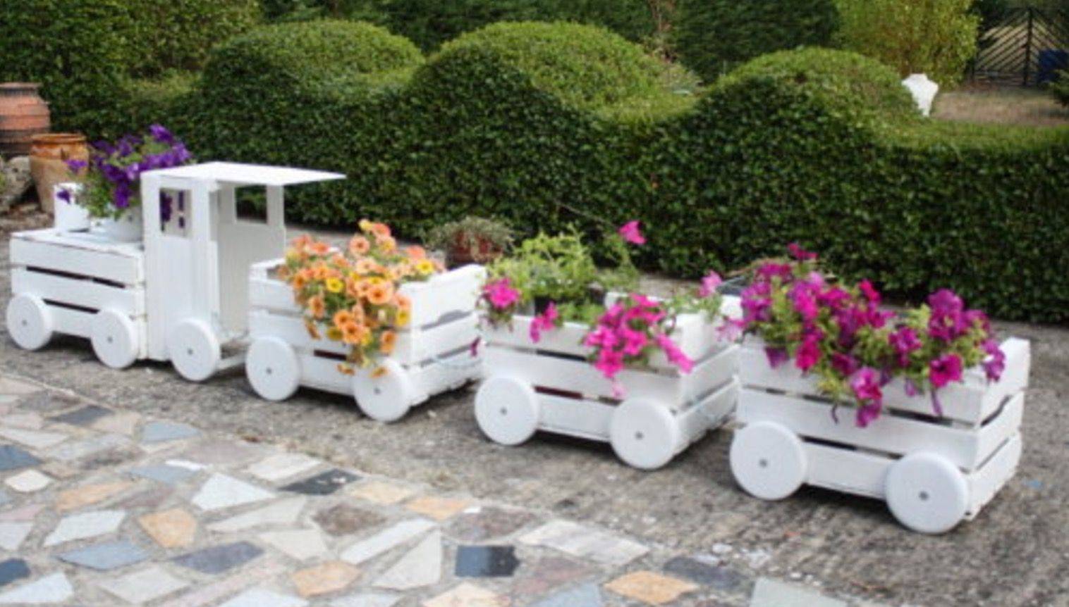 Wooden Train Garden Planter