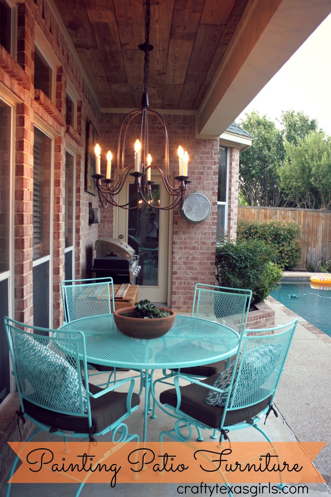 White Spray Painted Metal Patio Furniture