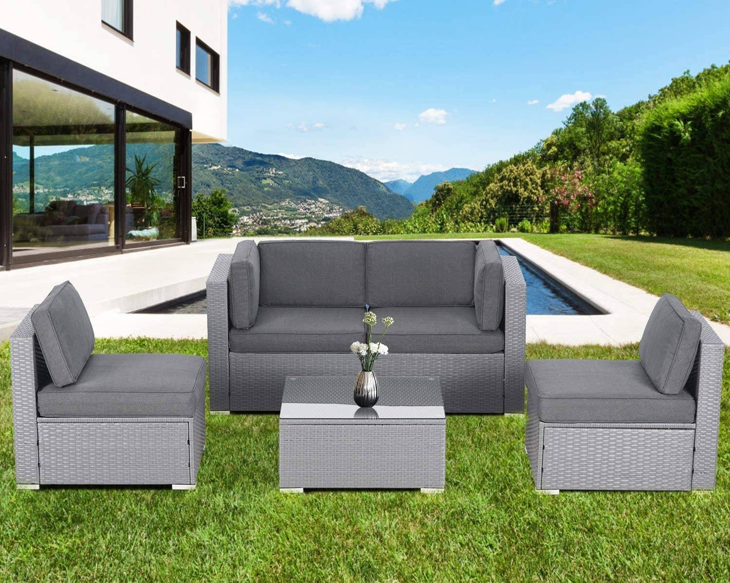 Piece Wicker Outdoor Sectional Set