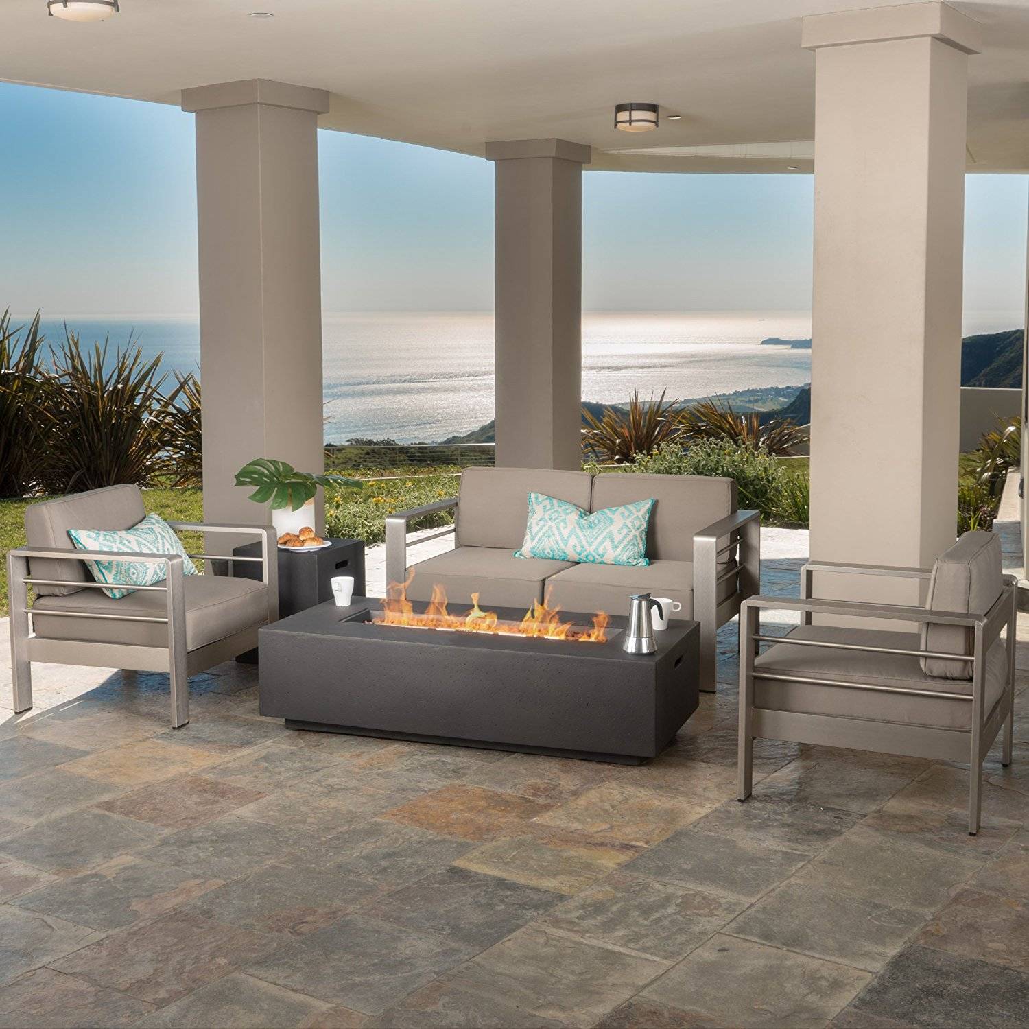 Lazio Piece Rattan Furniture Garden Set Dark Mixed Grey