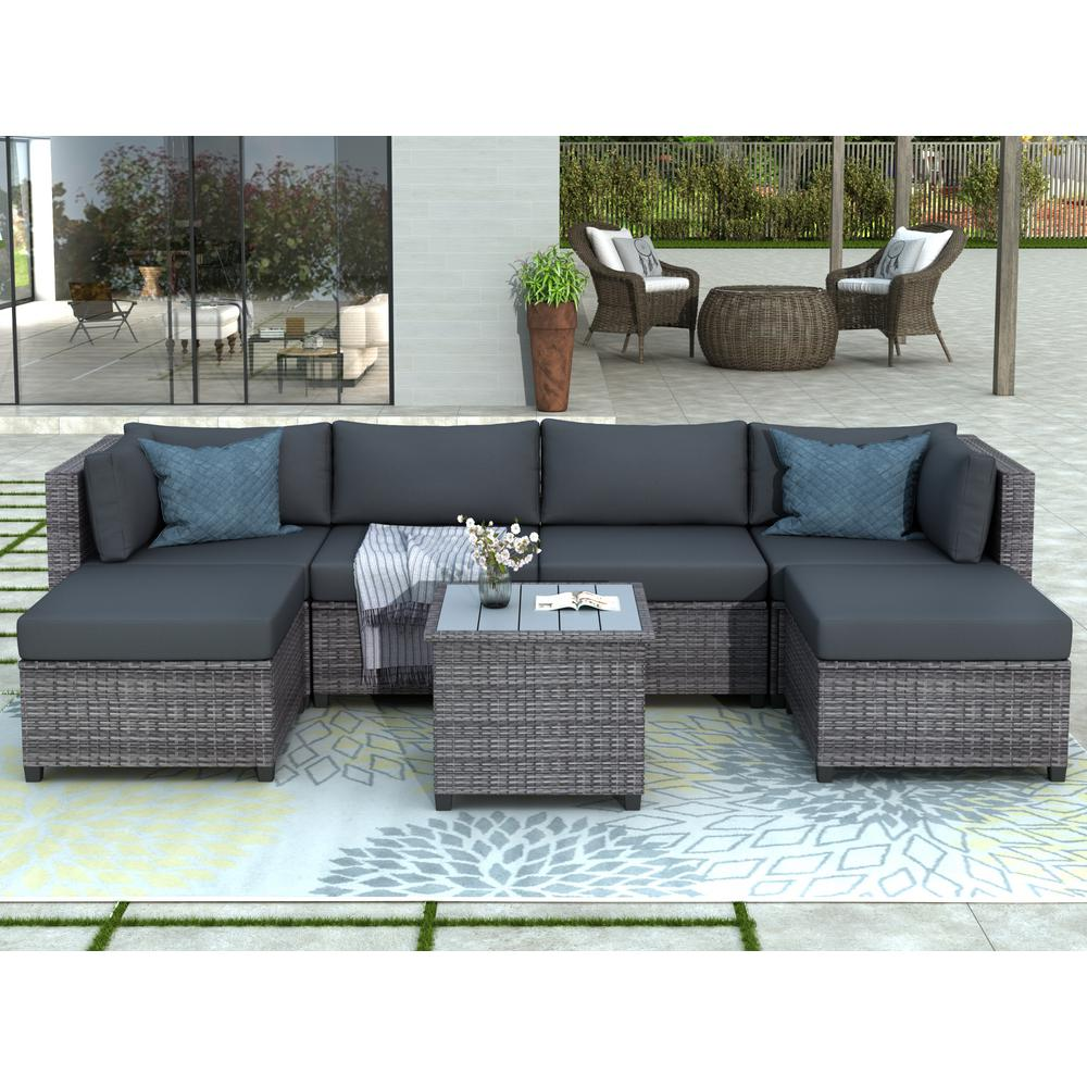 Lazio Piece Rattan Furniture Garden Set Dark Mixed Grey