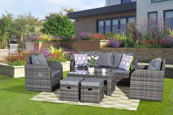 Warm Grey Wicker Sectional