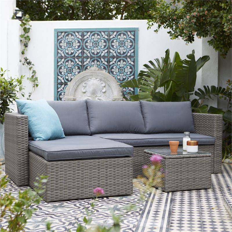 Grey Outdoor Wicker Furniture Set