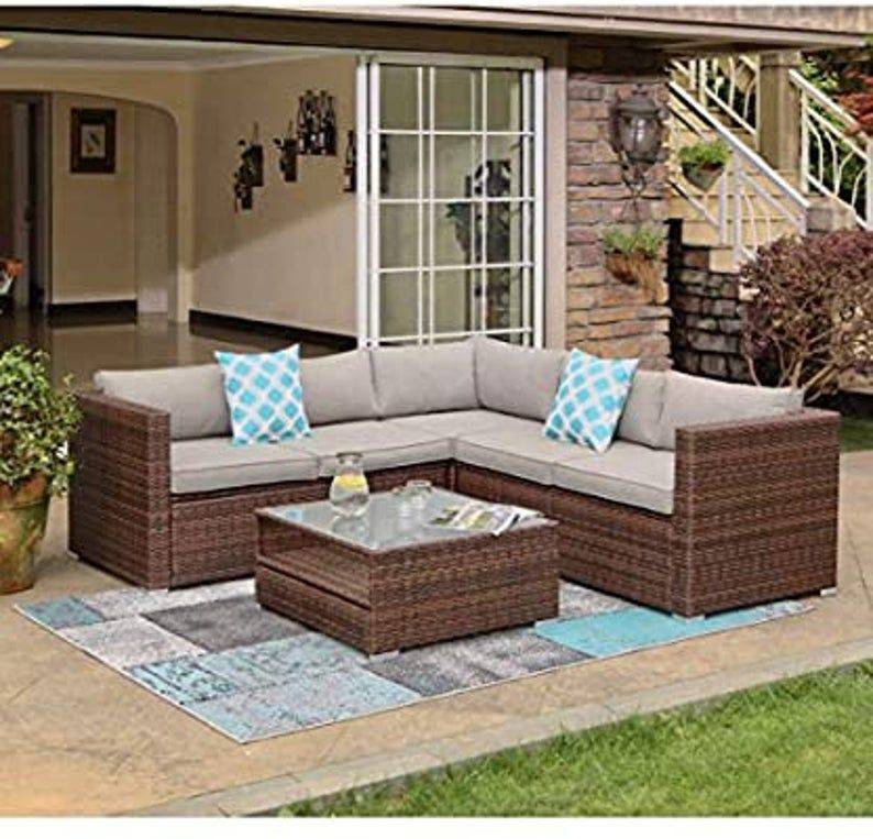 Vancouver Seater Rattan Garden Furniture Set In Grey Furniture Maxi