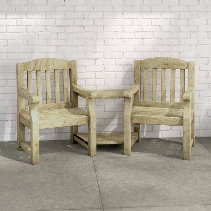 Teak Ash Wicker Love Seat Set