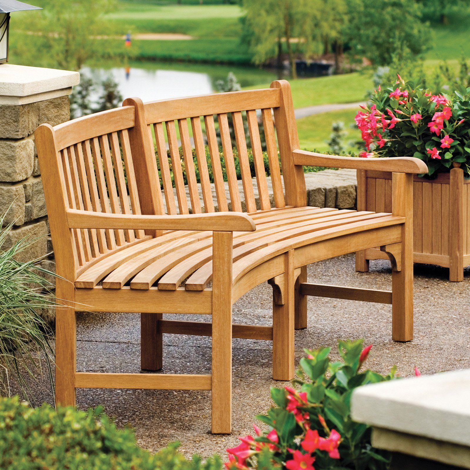 Curved Wooden Garden Benches