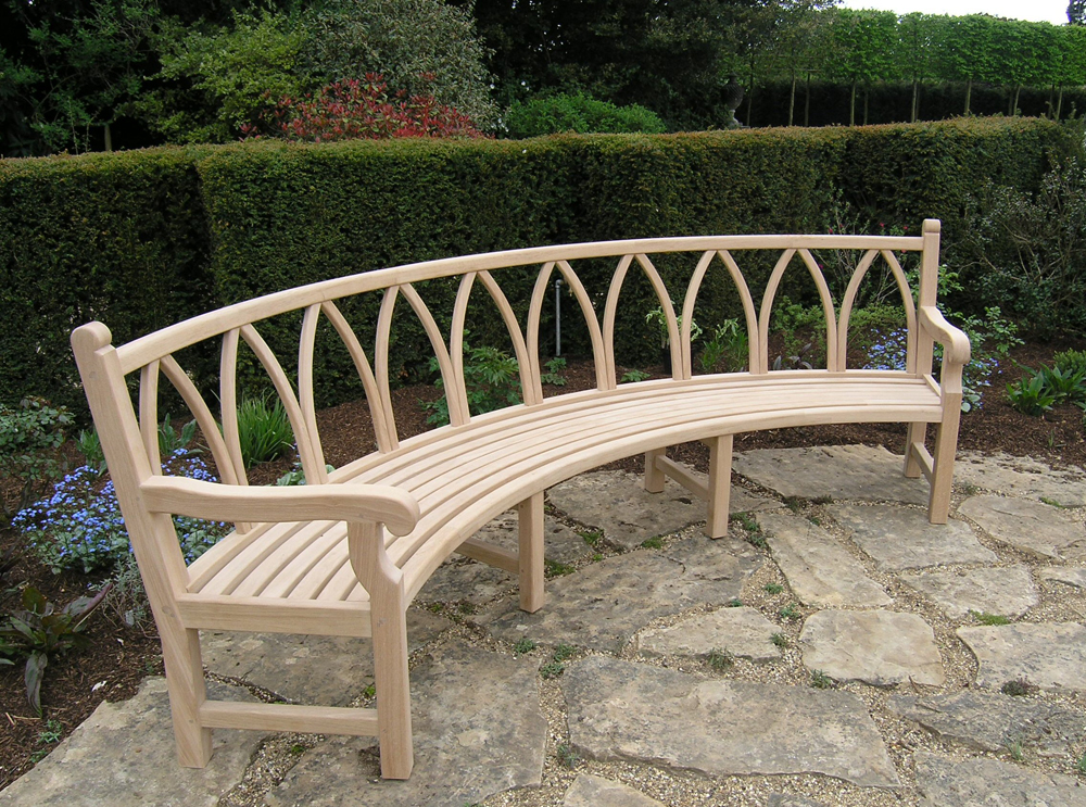 Teak Curved Outdoor Bench Circa Curved Backless Bench