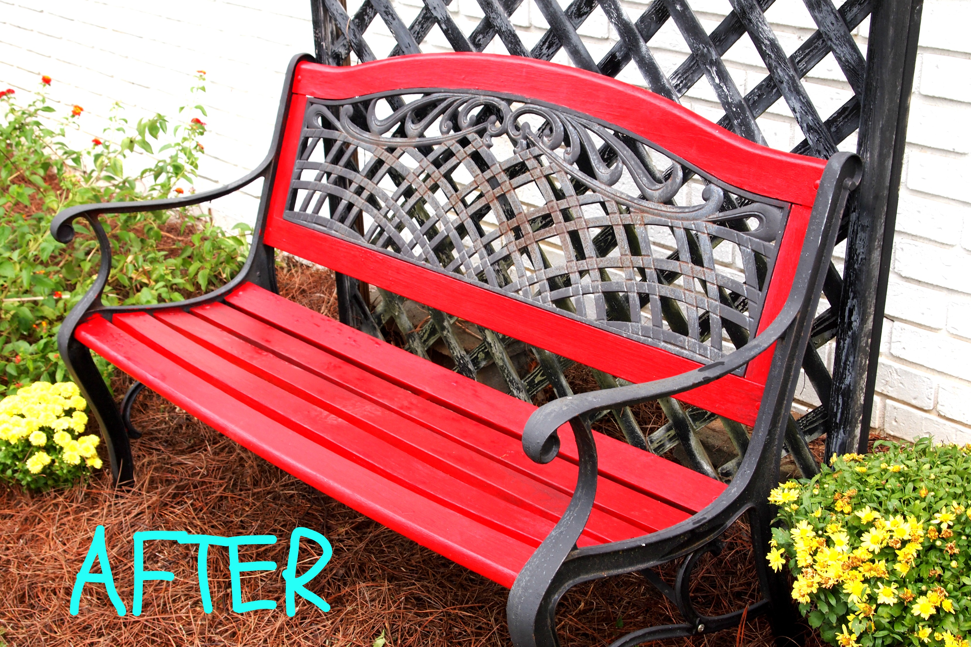 Front Porch Red Bench