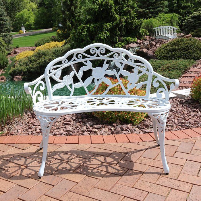 Fisher White Jasmine Metal Garden Bench