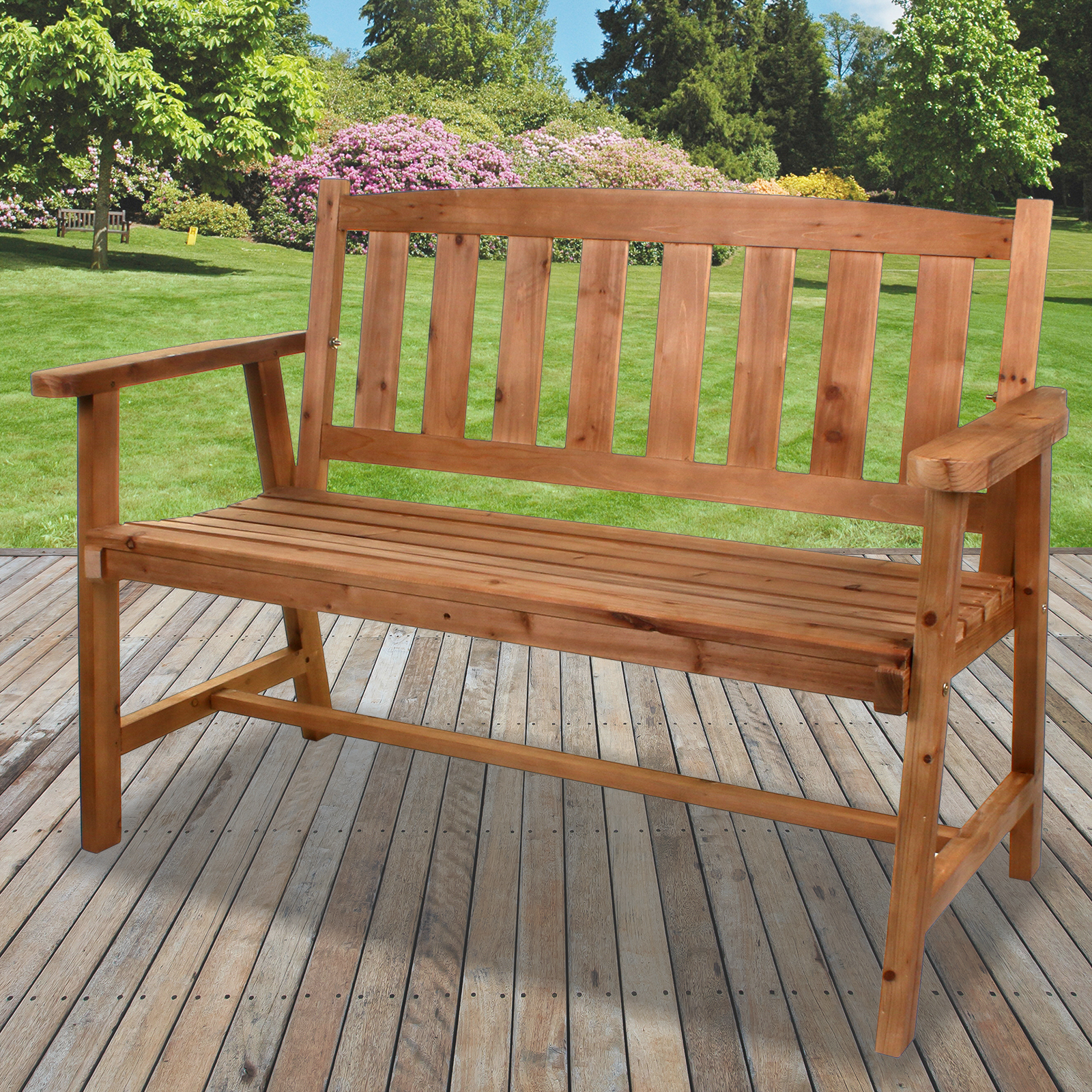 Ukg Heavy Duty Love Seat Wooden Seater Garden Bench Triangular Table