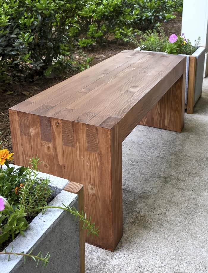 Horizontal Wooden Slat Park Bench