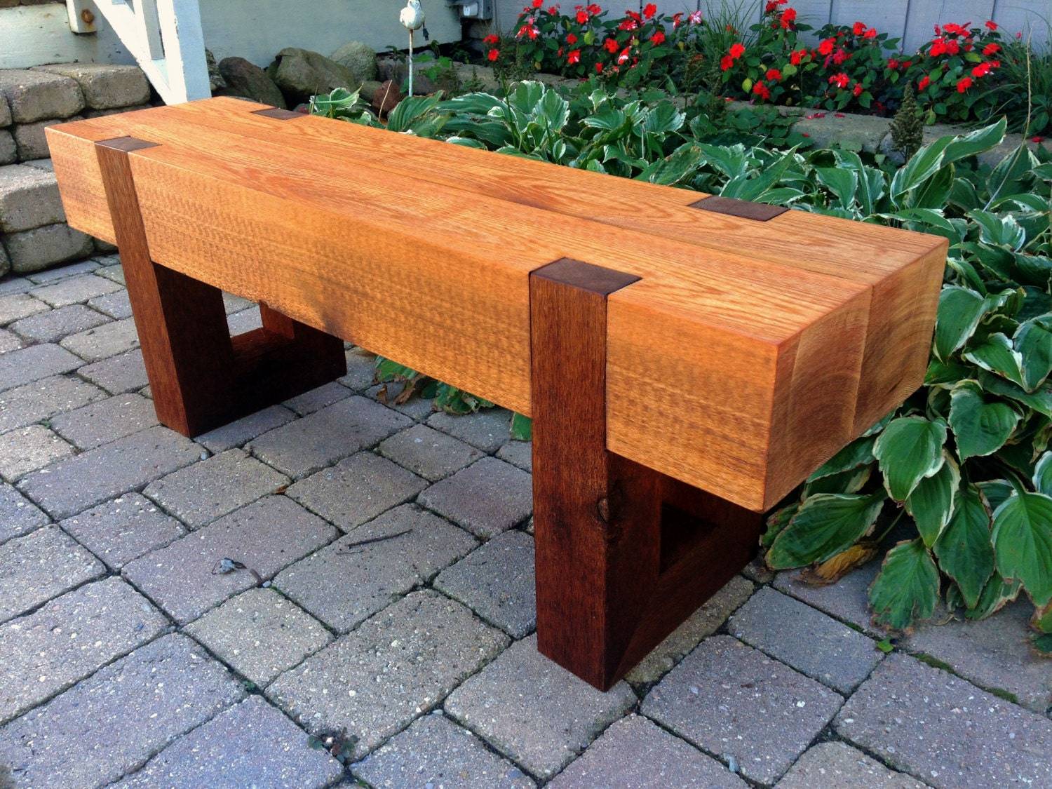 Forever Redwood Rustic Wooden Bench