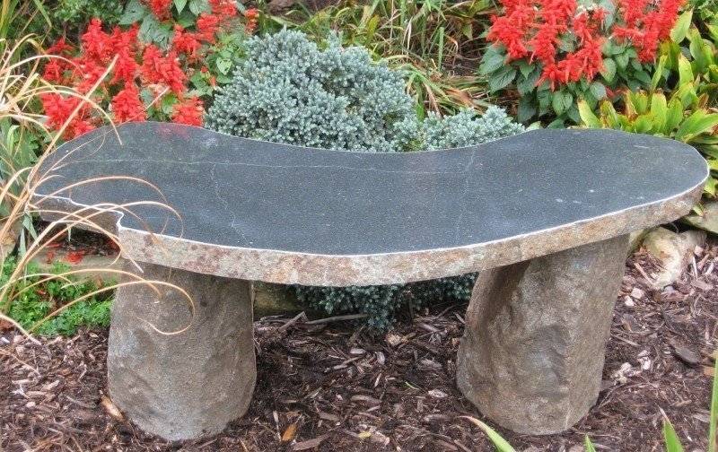 Campania International Curved Leaf Cast Stone Backless Garden Bench