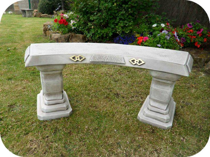 Inc Curved Leaf Cast Stone Garden Bench