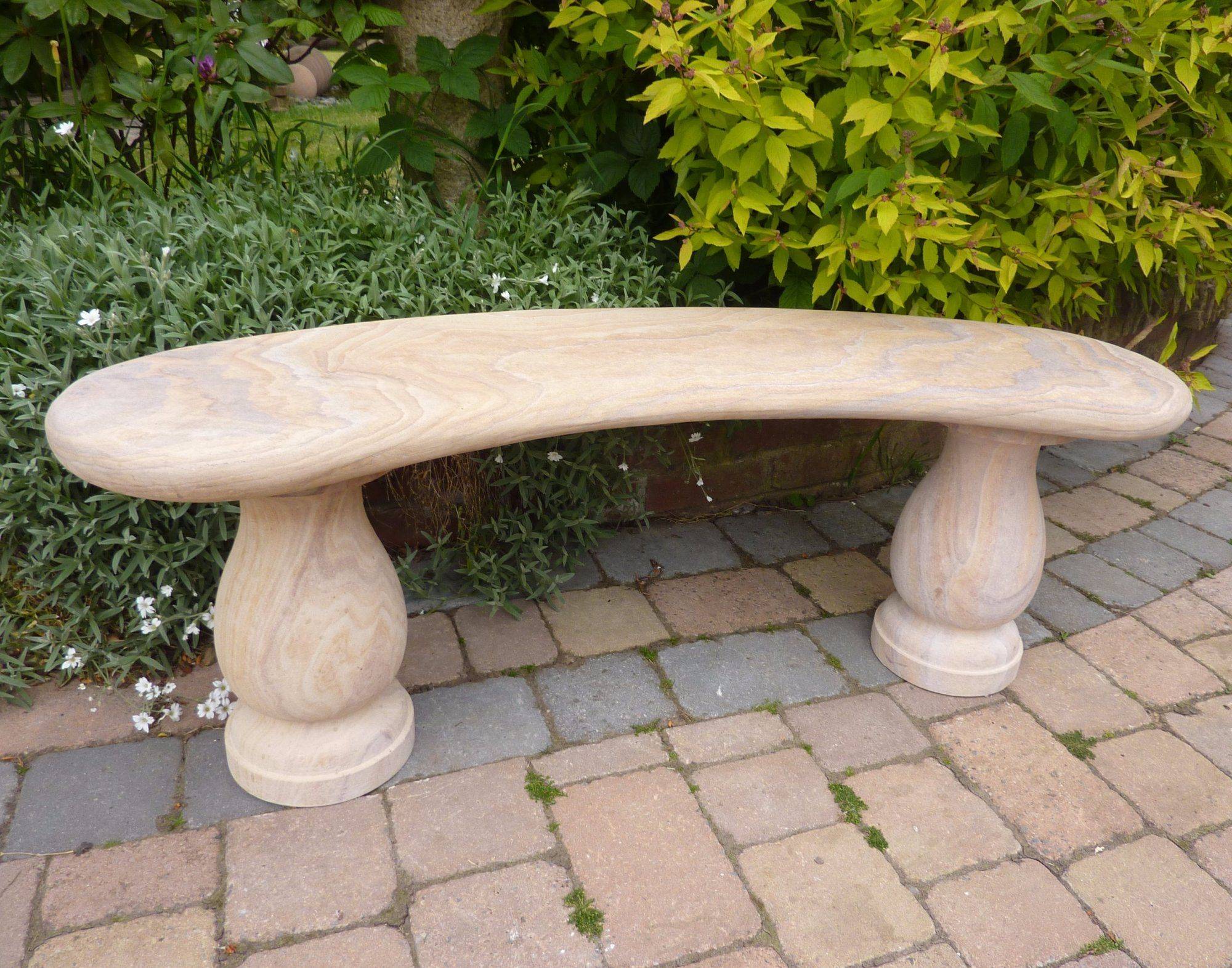 Modern Grand Curved Stone Bench Large Garden Benches