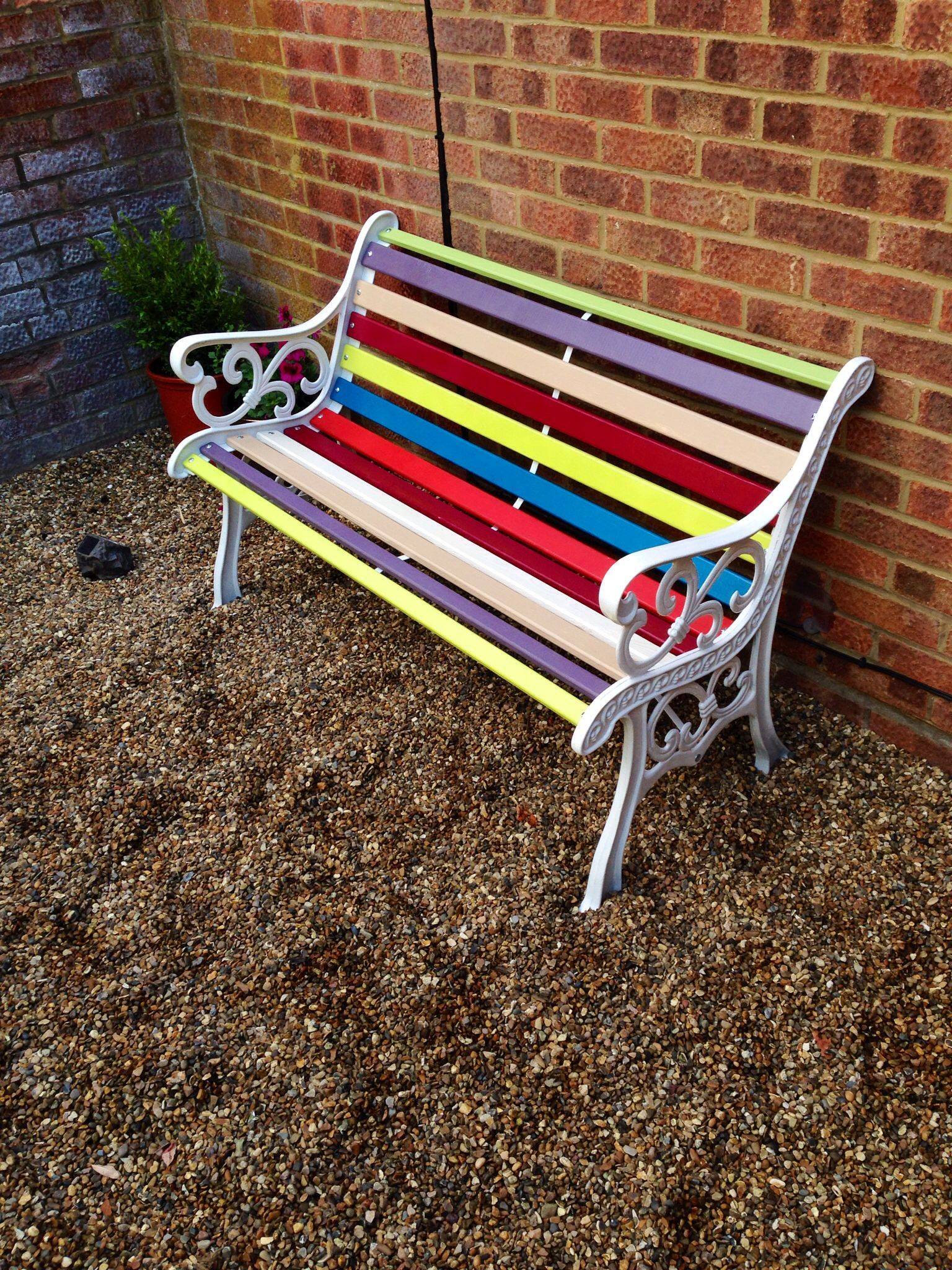 Colorful Hand Painted Kids Park Bench
