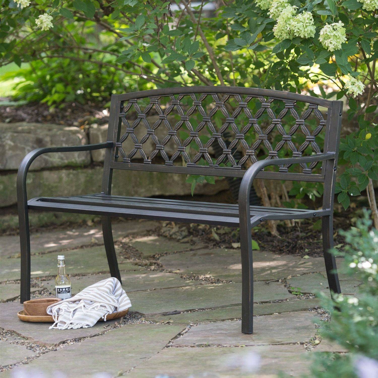 Black Wrought Iron Garden Bench
