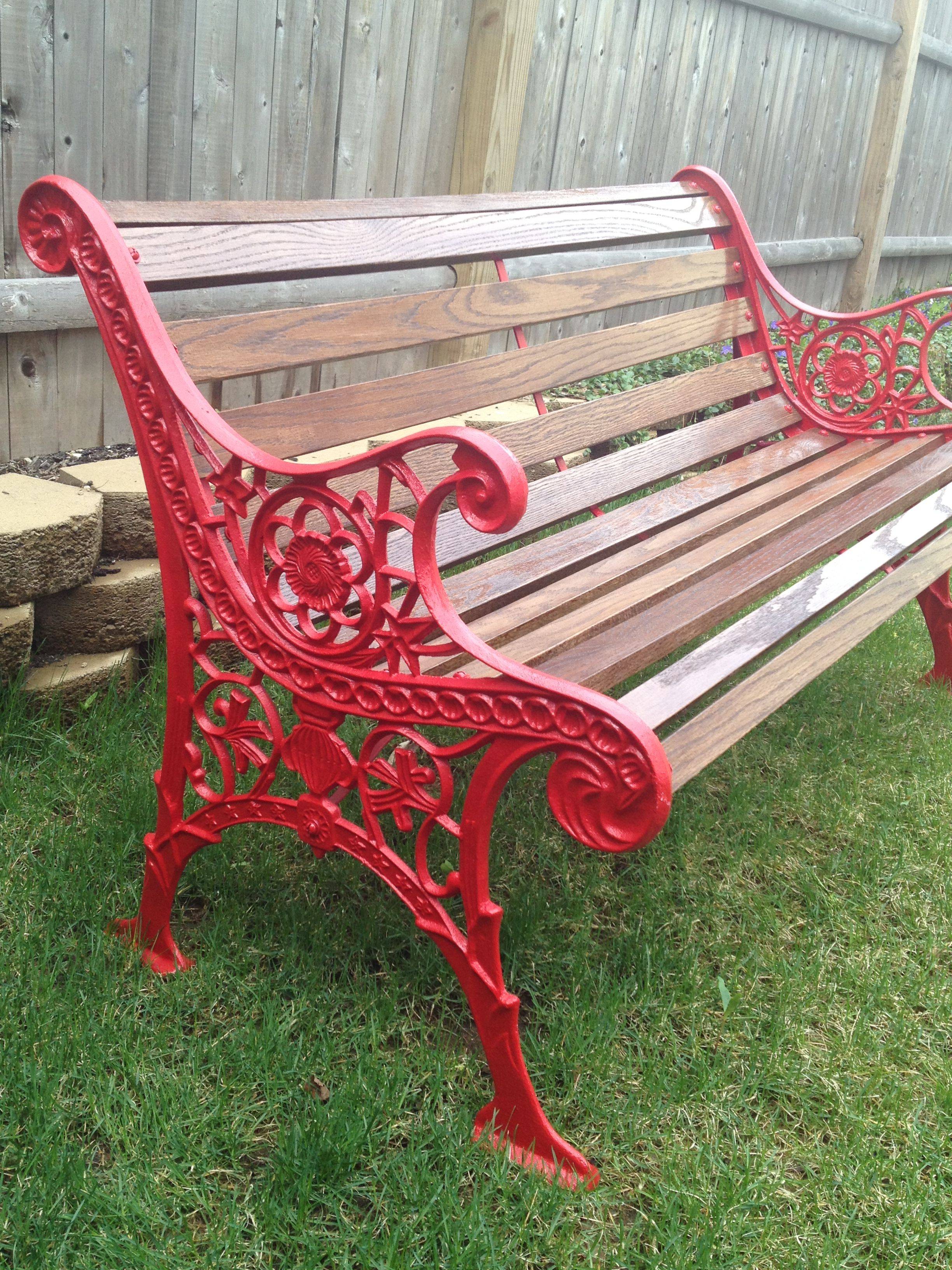 A Cast Iron And Wood Garden Bench