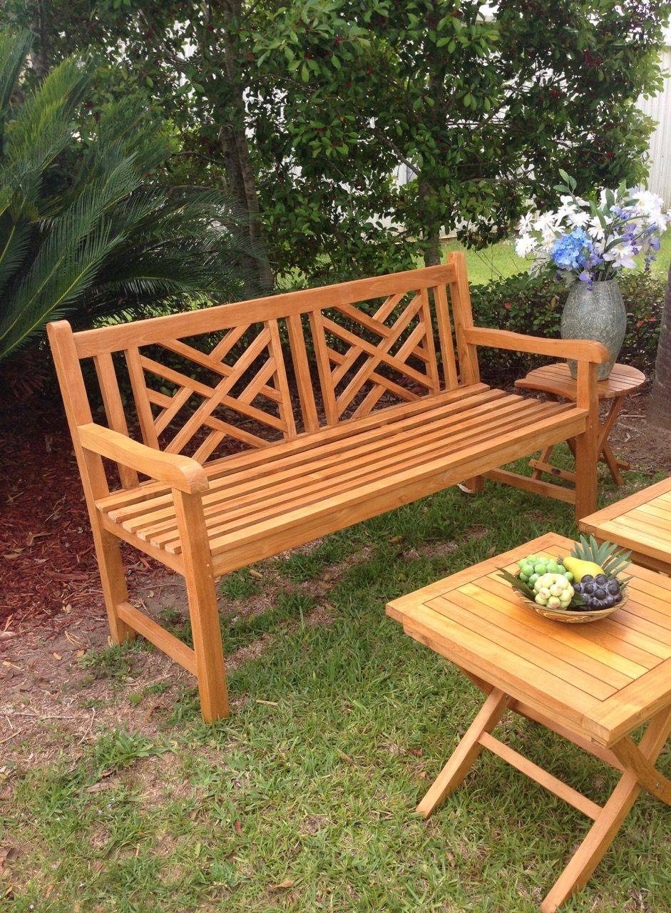 Curved Teak Garden Bench
