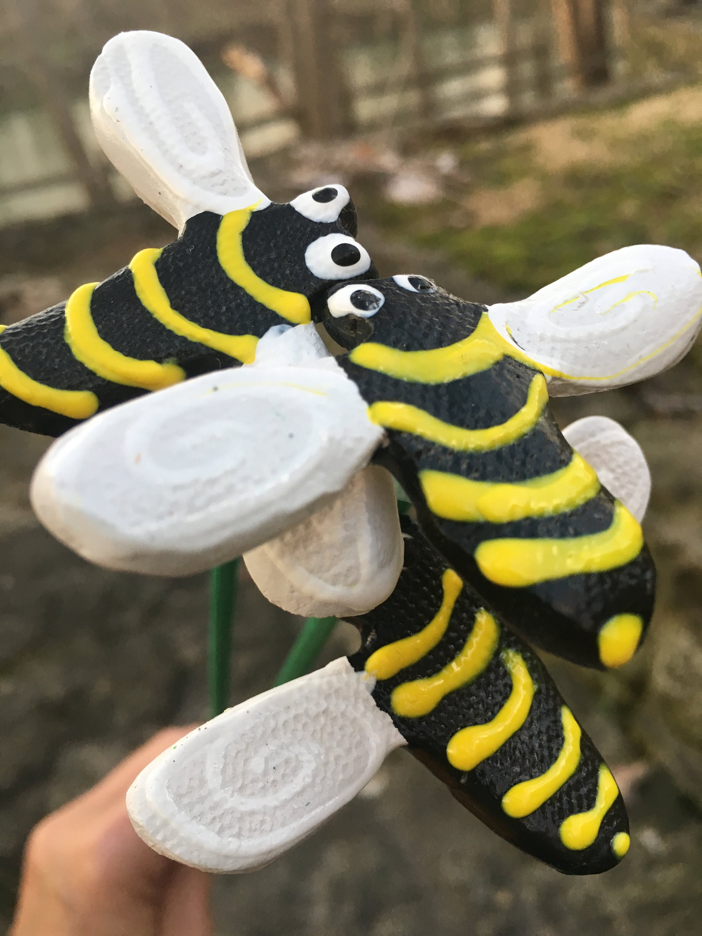Ceramic Bumble Bee Garden Stakes