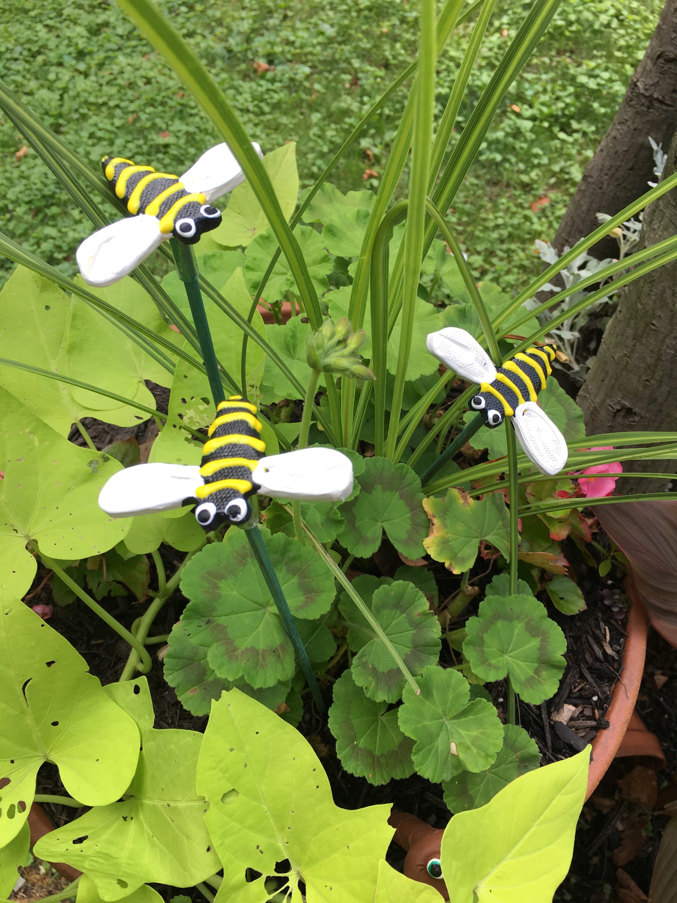 Ceramic Bumble Bee Garden Stakes