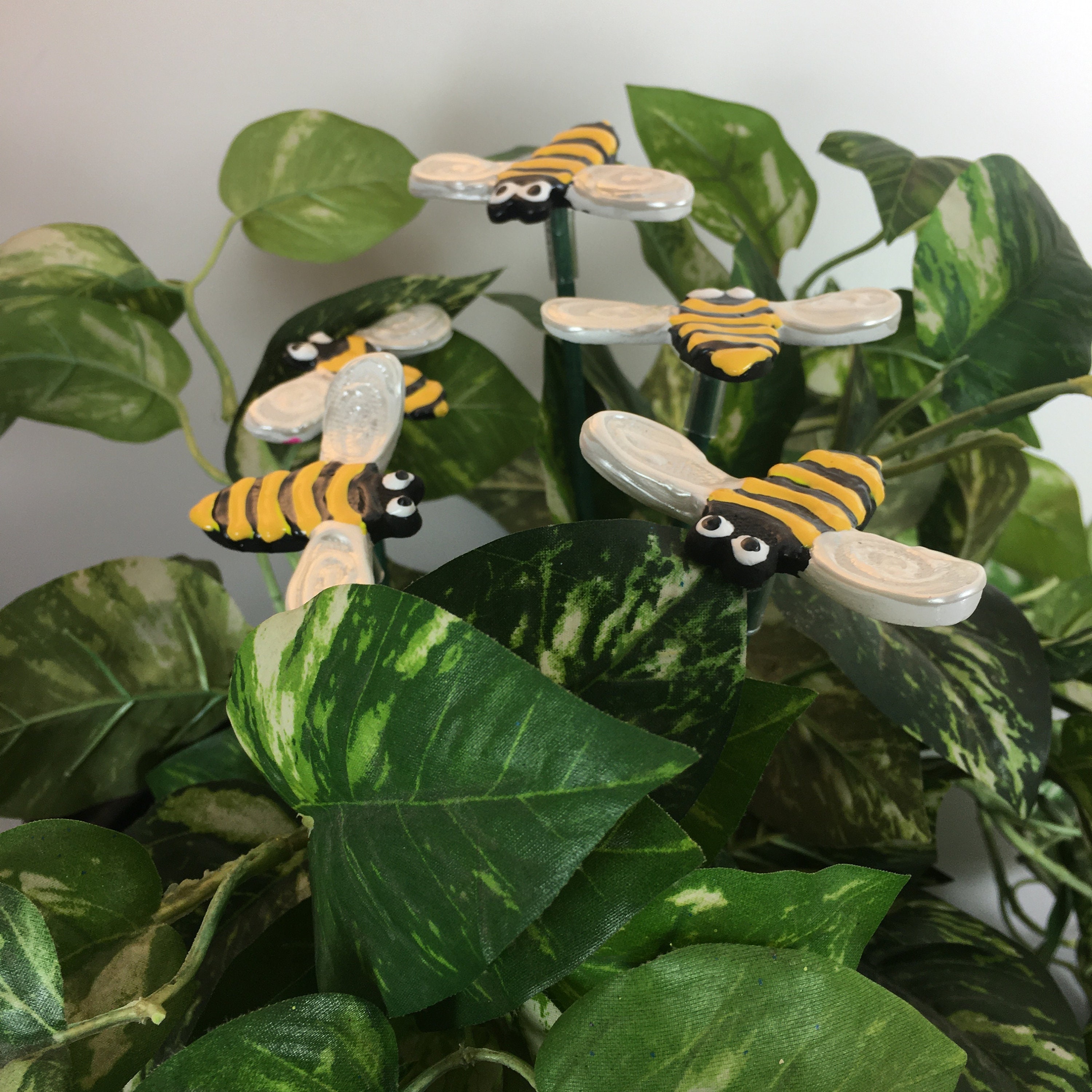 Ceramic Bumble Bee Garden Stakes