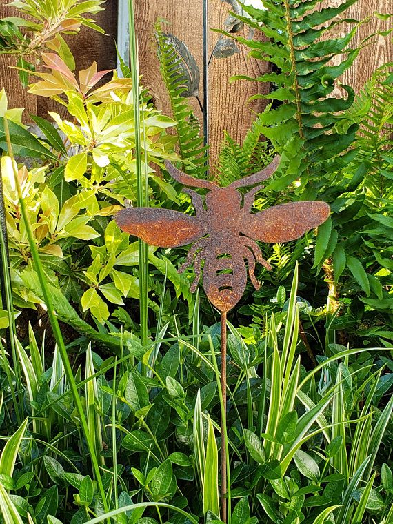 Exhart Hand Painted Metal Bee Garden Stake