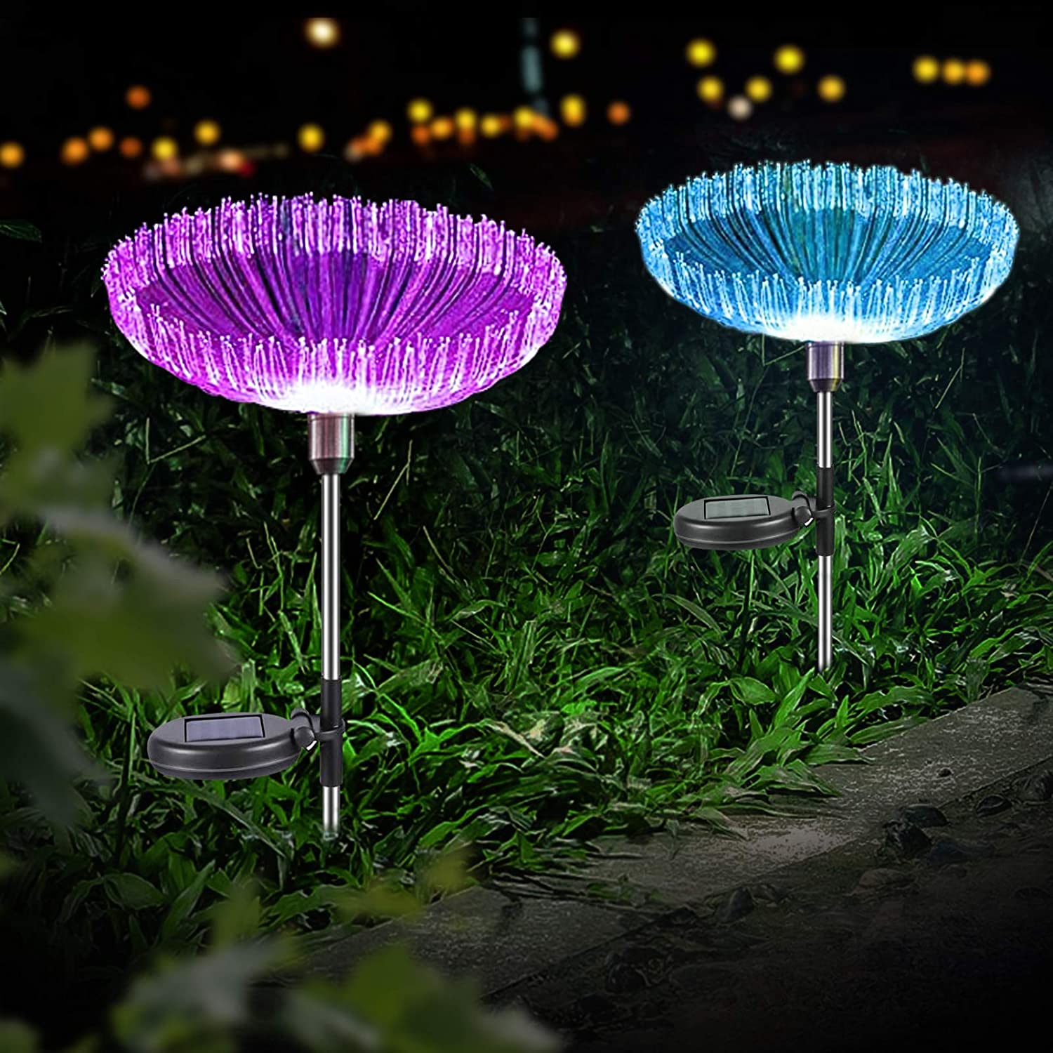Solar Path Lights Outdoor Diamond Shaped Sparkling Color Changing