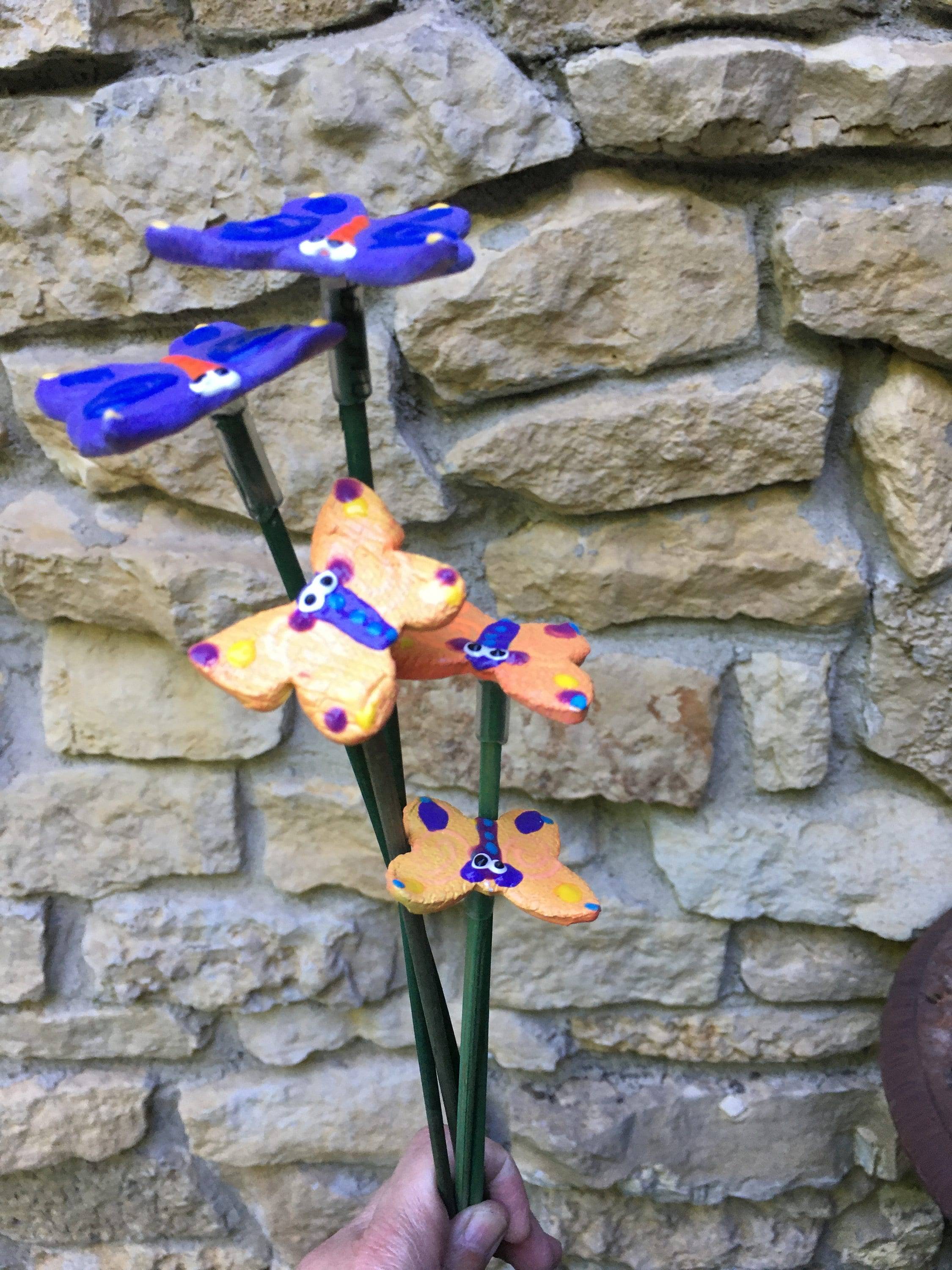 Ceramic Purple Flower Garden Stakes