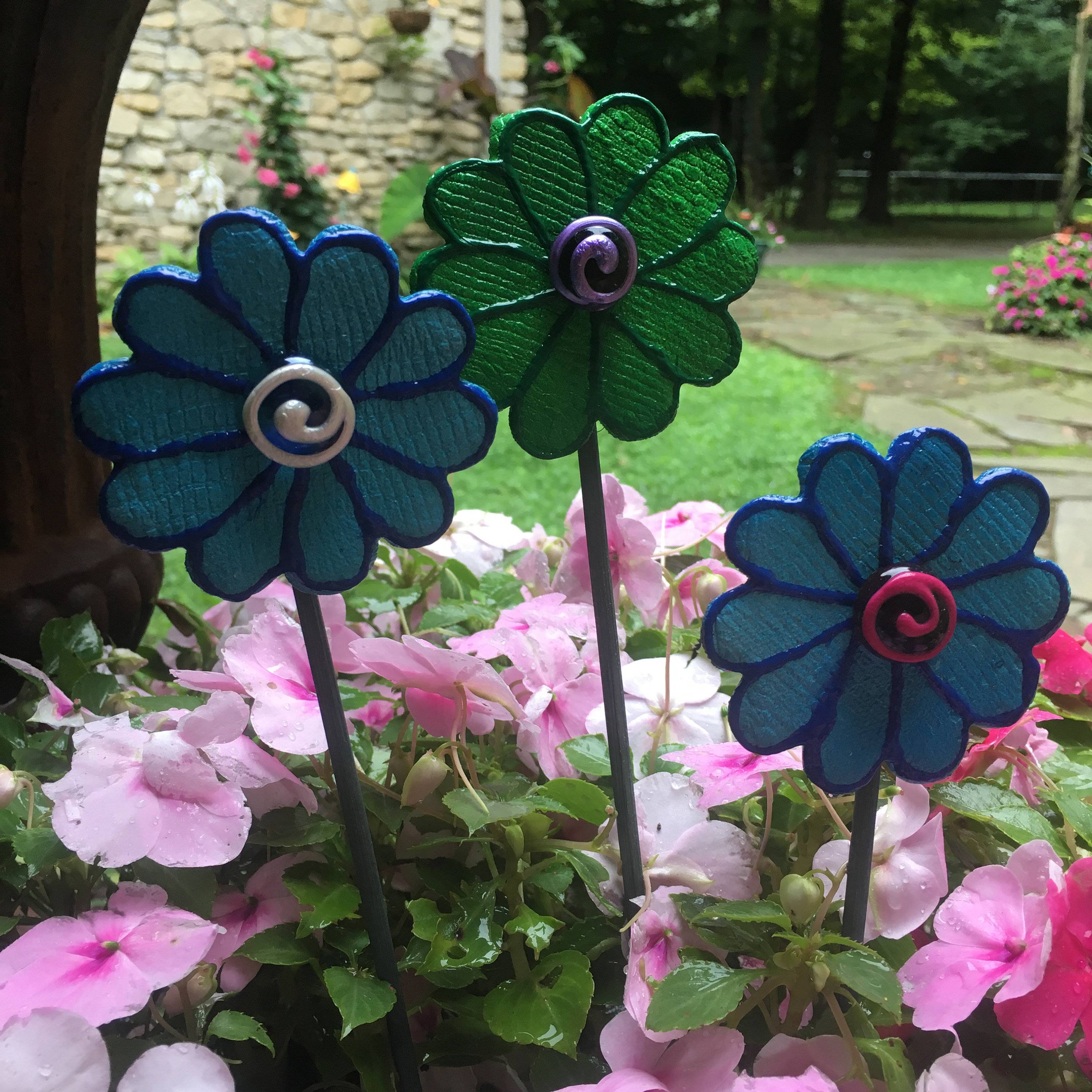 Ceramic Flower Garden Stakes