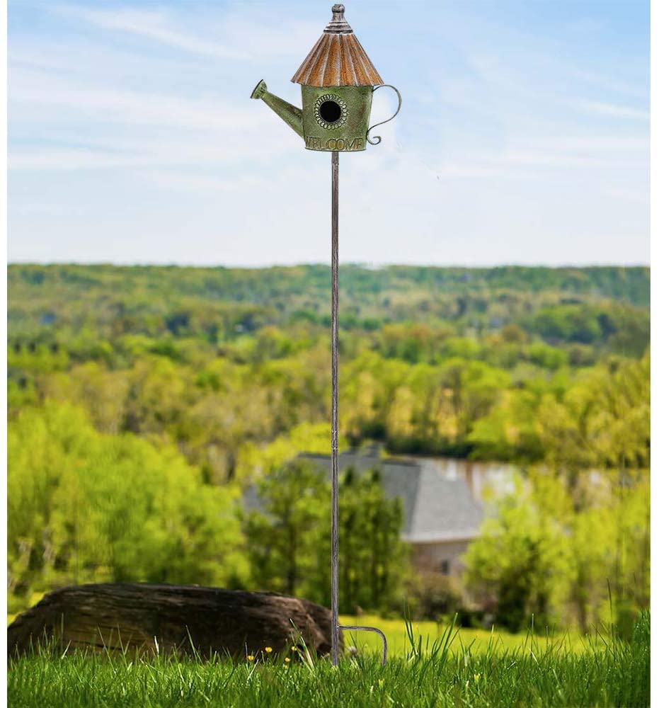 Color Infused Metal Garden Stake Hummingbird