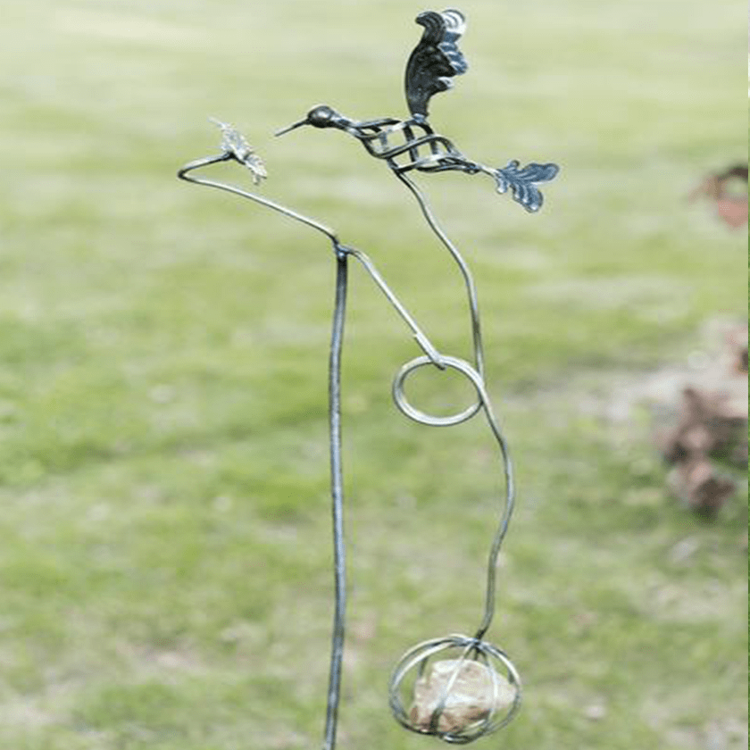 Spiraled Wire Birds Nest Garden Art Metal Birds