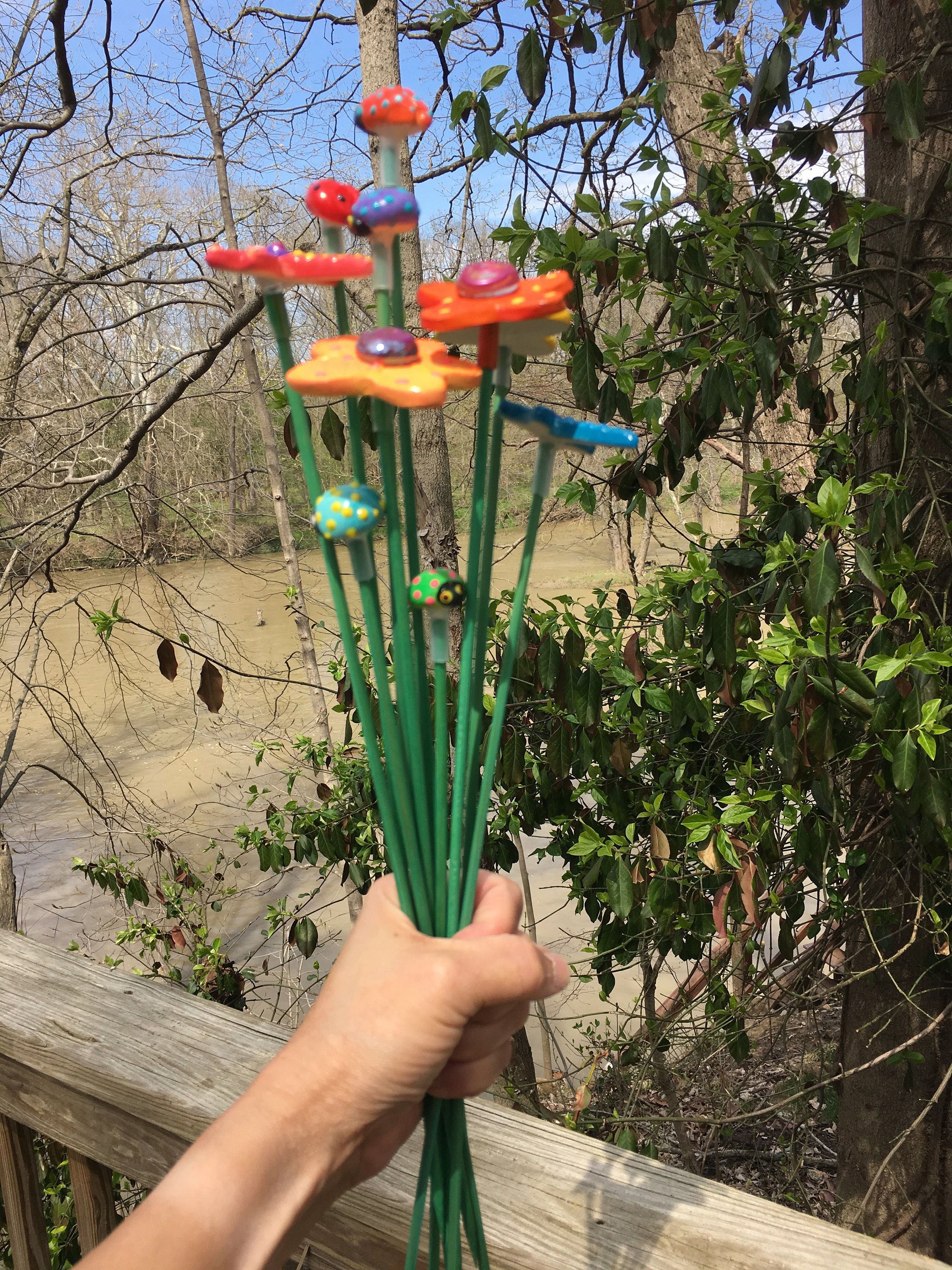 Ceramic Flower Garden Stakes