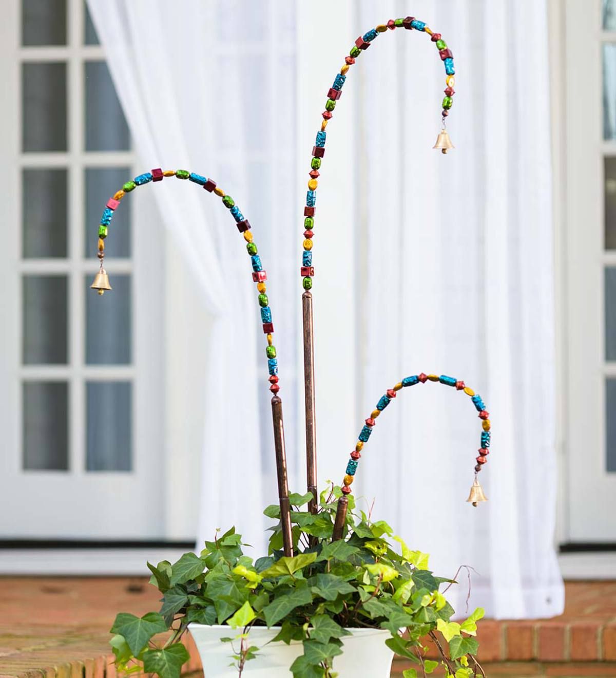 Blue Beaded Garden Stake