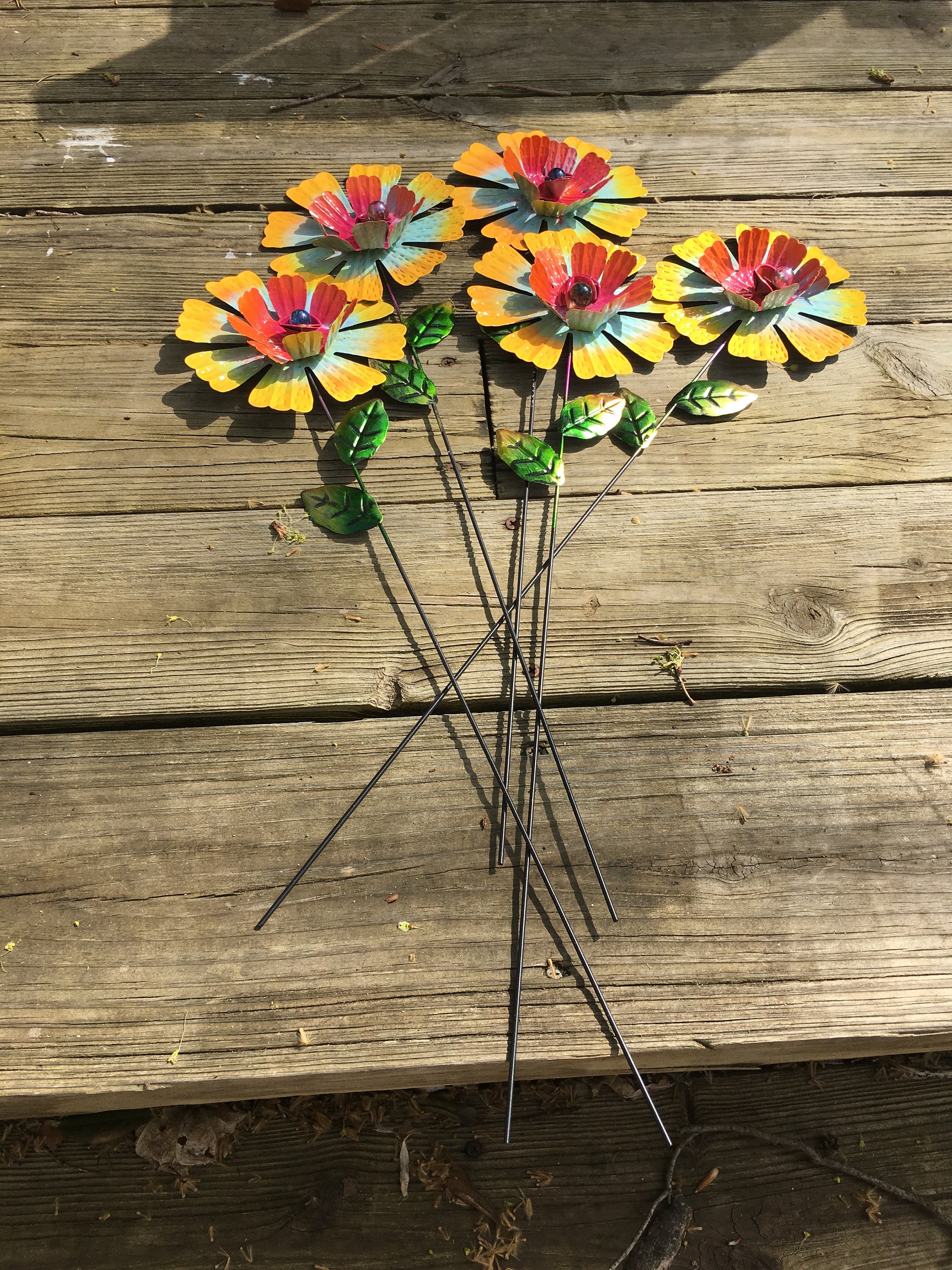 Inches Tall Multicolor Metal Daisy