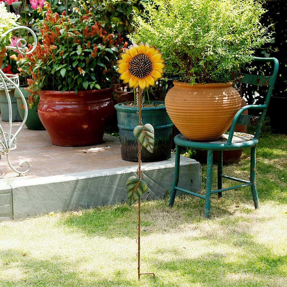 Metal Hummingbird Yard Stake Lawn Planter Garden Decor