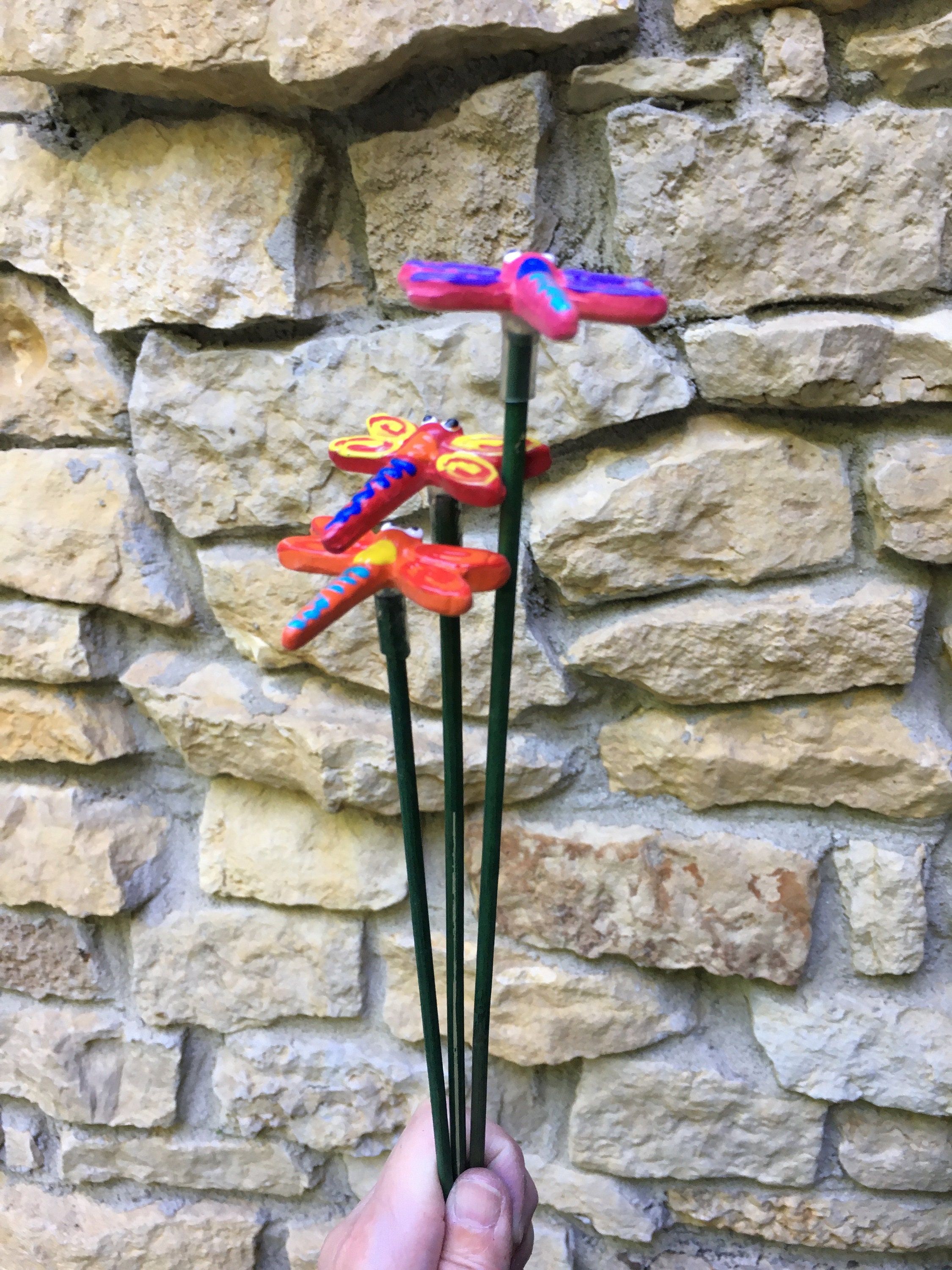Ladybug Wood Garden Stakes Wooden Garden Decor Flower Pot