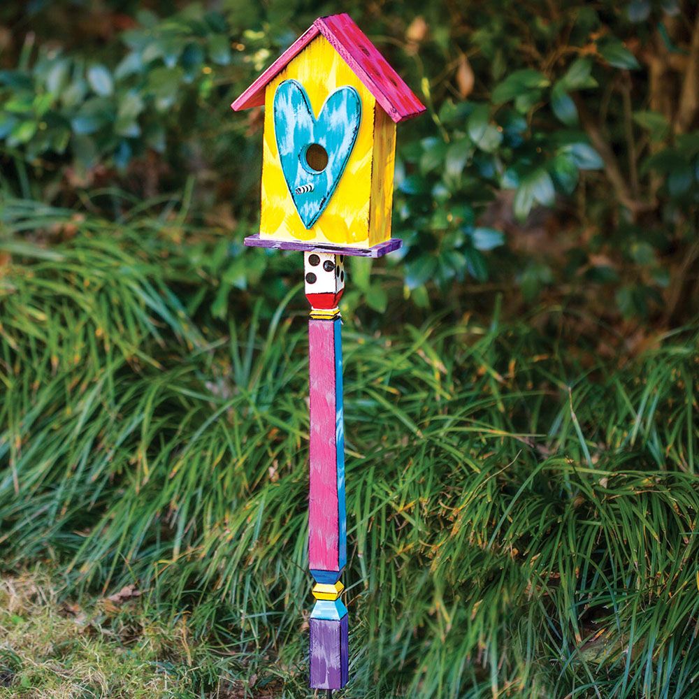 Birdhouse Garden Stakes Yard Art Garden