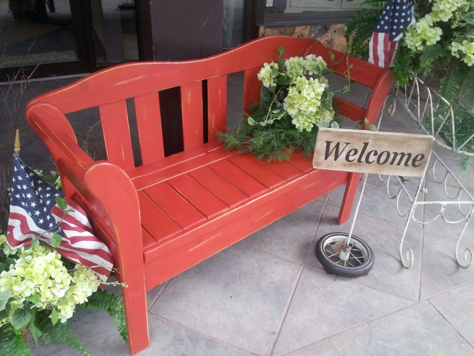 Freshly Painted Garden Bench