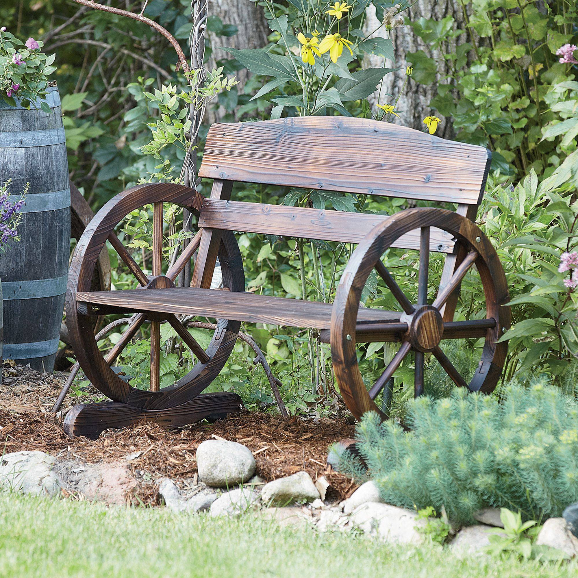 Sycamore Creek Crations Wagon Wheel Bench