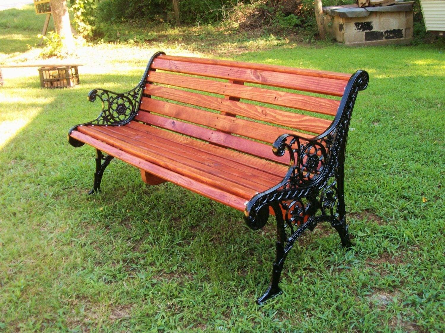 Belleze Outdoor Patio Cast Iron Hardwood Garden Bench