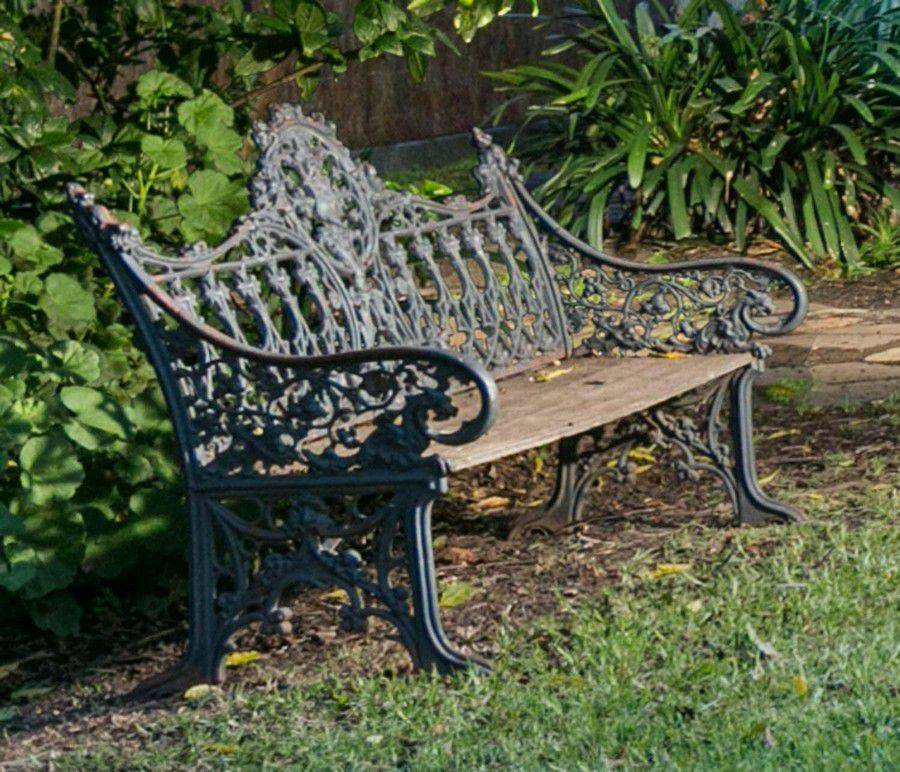 Wrought Iron and Wood Garden Bench